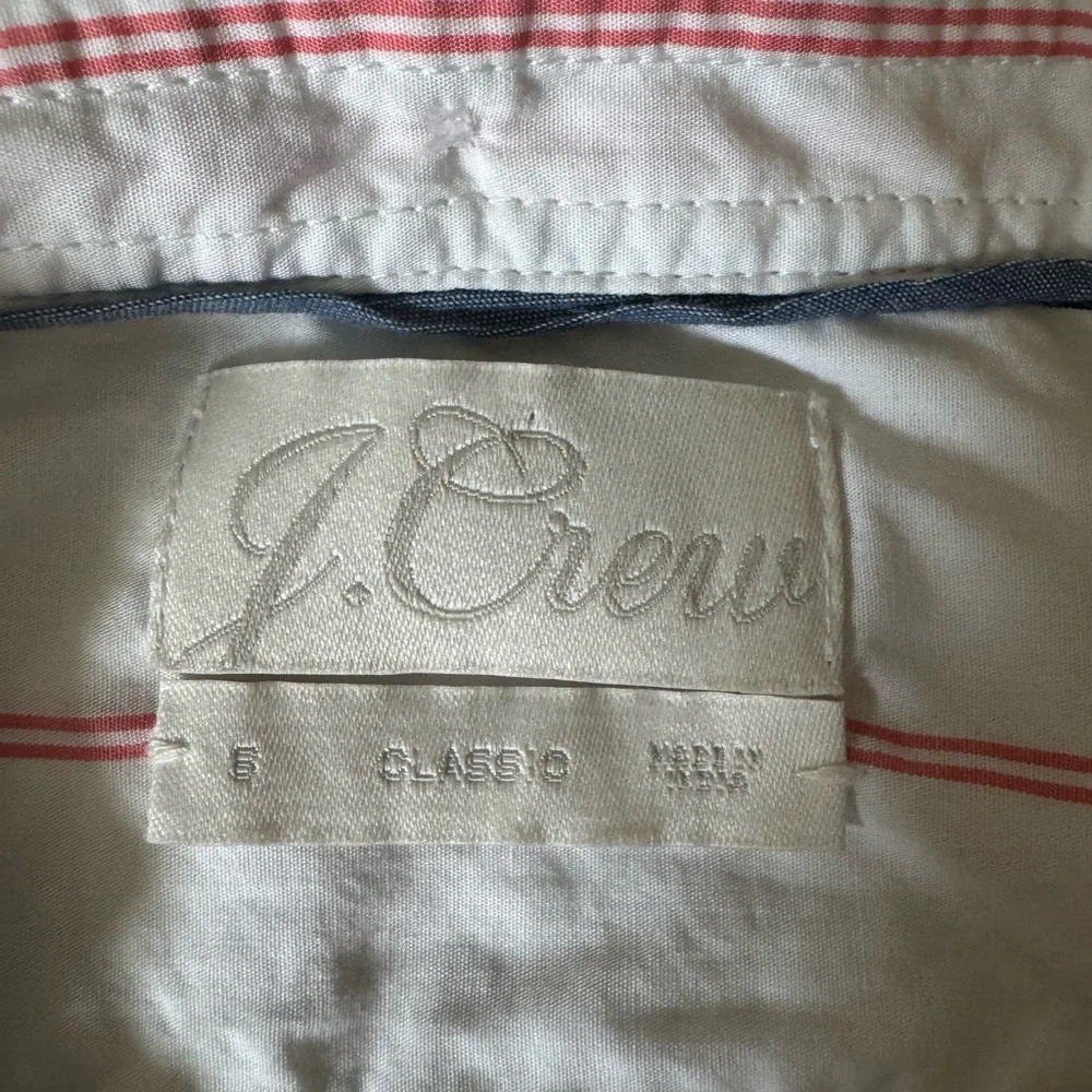 J. Crew‎ White Shirt with Pink Stripes Button Down Size 6